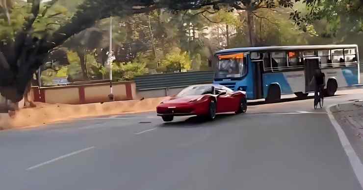 Ferrari 458 Italia jumps over speed bump bangalore