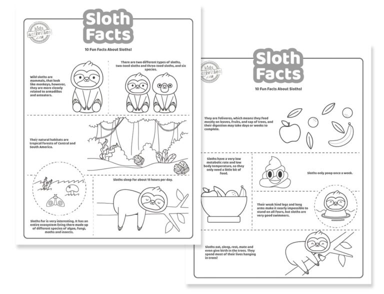 Sloth Facts Coloring Pages Facebook
