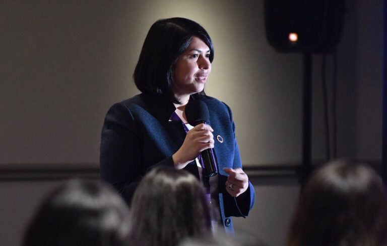 Dr. Gonzales speaking at Hancock College 2019 1